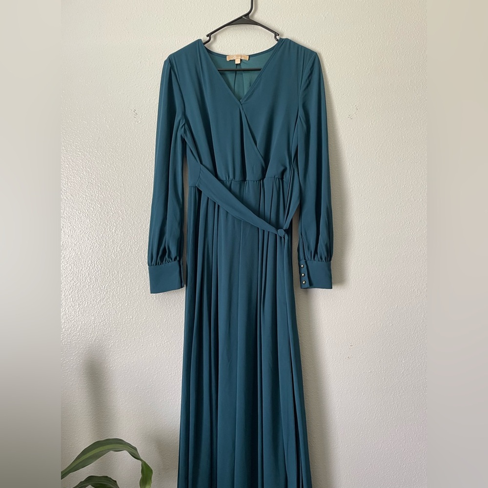 Teal Long Sleeve Bridesmaids Dress
